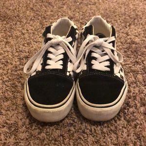 Black and checkered platform vans
